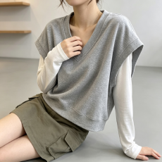批发时尚<b class='q'>宽松</b>慵懒风V领马甲背心女2026韩版秋季内搭外穿显瘦无袖上衣