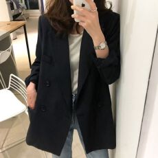 批发新款黑色西服外套女2026<b class='q'>秋</b>冬时尚韩版显瘦洋气百搭中长网红小西服