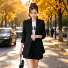 批发高级感黑色西装外套女早春2026新款设计感小众气质休闲小西服上衣