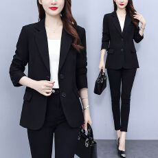 批发胖mm2026秋季新款韩版时尚<b class='q'>百搭</b>外套单排扣拼接长袖显瘦西装上衣女