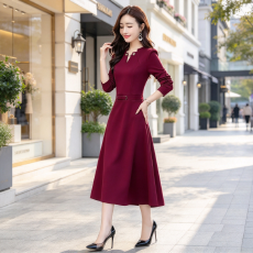 批发2026新款春装<b class='q'>连衣裙</b>女春秋长袖气质女人味阔太太贵妇人过膝长裙子