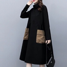 批发复古文艺连衣裙女加厚春秋新款过膝裙子<b class='q'>中长款</b>打底裙