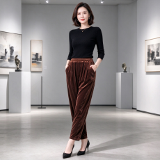 批发金丝绒<b class='q'>阔腿裤</b>女秋冬新款垂感高腰显瘦休闲宽松直筒<b class='q'>裤</b>百搭休闲<b class='q'>裤</b>子