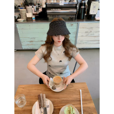 批发微<b class='q'>胖</b>小个子显瘦神器！灰色蝴蝶结短袖T恤女 韩系温柔宽松圆领上衣