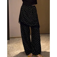 批发<b class='q'>碎花</b>假两件拼接直筒<b class='q'>裤</b>女2025夏季新款高腰凉爽气质百搭休闲<b class='q'>裤</b>