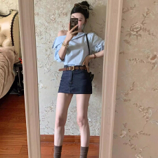 批发已出货 法式别致不规则斜肩衬衫女小众设计感<b class='q'>中袖</b>飘带上衣