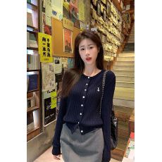 已出货麻花针织衫短外套女藏青色毛衣修身显瘦长袖开衫上衣