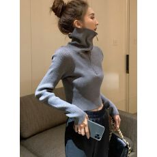 批发已出货高领针织毛衣打底衫女秋冬2026新款拉链内搭长袖短款<b class='q'>上衣</b>