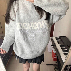 批发已出货<b class='q'>日系</b>温柔软糯灰色毛衣女学生秋冬慵懒风复古小众设计感针