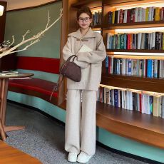 批发大码套装时尚洋气时髦春秋2025休闲宽松加厚针织毛衣裤子两件套