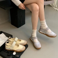 批发拼接磨砂皮 魔术贴浅口休闲鞋厚底2.5cm