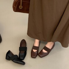 批发内增高5cm芭蕾舞鞋2025新款极简猪鼻粗跟气质单鞋舒适玛丽珍