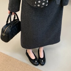 批发<b class='q'>秋</b>冬新款蝴蝶结珍珠法式圆头菱格加绒内增3cm小香风单鞋