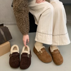 批发<b class='q'>秋</b>冬大头毛毛丑萌棉鞋2025新款厚底4cm加绒保暖全包勃肯鞋
