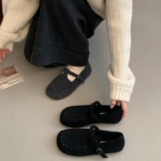 批发<b class='q'>秋</b>冬加绒毛毛鞋2025新款软底百搭保暖平底呢子料单鞋