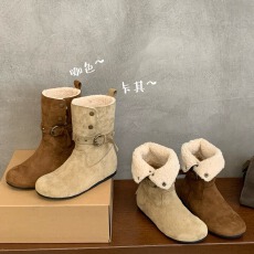 批发内增3cm绒面可两穿小设计小短靴一脚蹬套筒圆头气质加绒瘦瘦靴