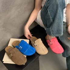 批发新款磨砂皮勃肯厚底拖鞋2026春夏款<b class='q'>韩版</b>平底外出博肯凉拖