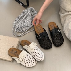 批发韩版厚底编织包拖2026新款<b class='q'>夏</b>款通勤透气勃肯包头拖