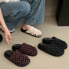 纯手工编织网面包头拖2026夏款透气软糯脚感厚底勃肯拖