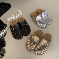 批发厚底手工钻镂空勃肯拖2026<b class='q'>夏</b>款韩国小众透气编织拖鞋