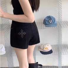 批发弹力包臀打底外穿刺绣热裤大码<b class='q'>胖</b><b class='q'>mm</b>牛仔短裤女