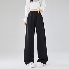 批发实拍纯色大码休闲卫裤女束脚裤阔腿裤子学生<b class='q'>胖</b><b class='q'>mm</b>运动直筒