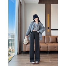 批发<b class='q'>实拍</b><b class='q'>阔腿裤</b>女秋冬季2027新款加绒加厚九分垂感窄版直筒女<b class='q'>裤</b>休闲