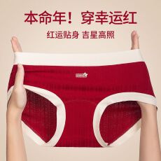 批发安可拉红纯棉女士内裤 10A抑菌加长裆本命年内裤 喜庆女士三角裤