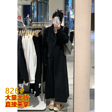 批发黑色高级感呢子大衣女中长款2025秋<b class='q'>冬</b>厚款小个子韩系西装毛呢外套