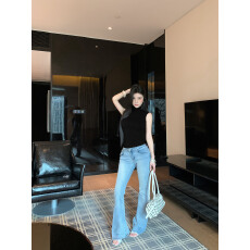 批发实拍实价 春夏美式辣妹半高领修身背心t恤女百搭显瘦内搭无袖<b class='q'>上衣</b>