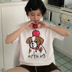 批发【220克纯棉】印花短袖T恤女