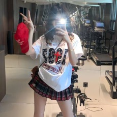 220克纯棉印花短袖T恤女