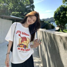 230克纯棉印花短袖T恤女--源头现货高品质