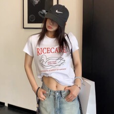 原版做法纯棉220克40支食毛+手感有弹力印花修身收腰短袖t恤女