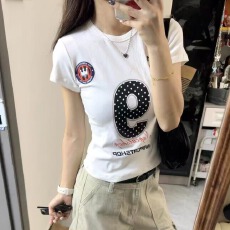 原版做法纯棉220克40支食毛+手感有弹力印花修身收腰短袖t恤女