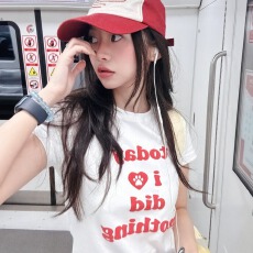批发原版做法纯棉220克40支食毛+手感有弹力印花修身收腰短袖<b class='q'>t</b>恤女