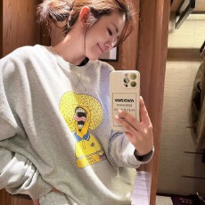 批发【华棉复合】印花圆领卫衣女，薄款+加绒