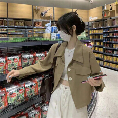 批发<b class='q'>小</b><b class='q'>西服</b>外套韩版复古短款长袖<b class='q'>女</b>春秋薄款polo领小个子西装ins