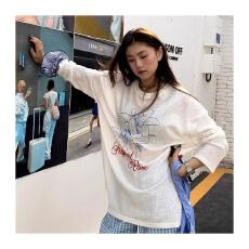 批发韩系甜辣妹防晒罩衫女春夏款百合印花长袖休闲宽松显瘦上衣