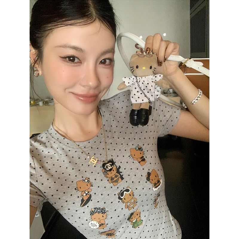 40 차가운 실크 코튼 220 그램 회색 도트 무늬 반팔 티셔츠 여름 2026 새로운 몸매 가꾸기 맨위