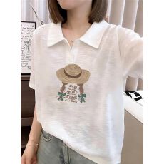 批发<b class='q'>胖</b><b class='q'>mm</b>大码200斤竹节棉POLO衫女夏短袖微胖女生宽松减龄洋气翻领T恤