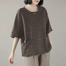 批发<b class='q'>大码</b><b class='q'>女装</b>2026夏季韩版女士t恤短袖双口袋显瘦百搭宽松圆领T恤女