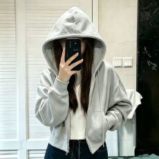 批发韩系小个子早秋短款连帽卫衣外套女<b class='q'>甜美</b>显白宽松百搭显瘦薄款上衣