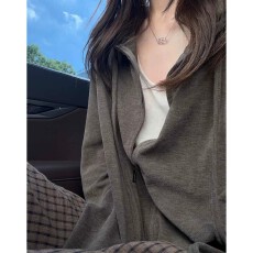 批发包边 连帽卫衣女春秋季新款小个子宽松慵懒磨毛外套韩系长袖上衣