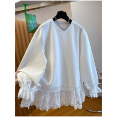 批发德绒特大码300斤蕾丝花边<b class='q'>t</b><b class='q'>恤</b>女<b class='q'>长袖</b>2026新款宽松上衣秋