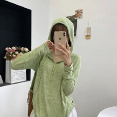 批发彩棉羊绒面料2026秋韩版修身显瘦纯色连帽长袖女休闲百搭上衣<b class='q'>T</b><b class='q'>恤</b>