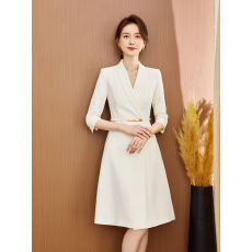 批发高级感粉色正式场合西装连衣裙女春夏2025新款气质职业主持人上镜