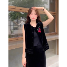 批发韩系丝绒<b class='q'>马甲女</b>2025秋新款时尚百搭显瘦小个子短款无袖坎肩上衣潮