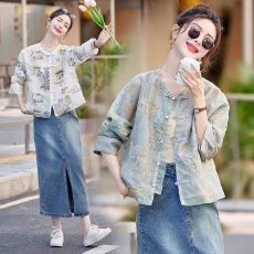 批发KAYANTY2026秋新款小个子新中式国风宽松短款百搭刺绣唐装薄外套