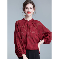 批发红色高端雪纺打底衫女时尚款2026年新款高级感<b class='q'>妈妈装</b>减龄气质上衣